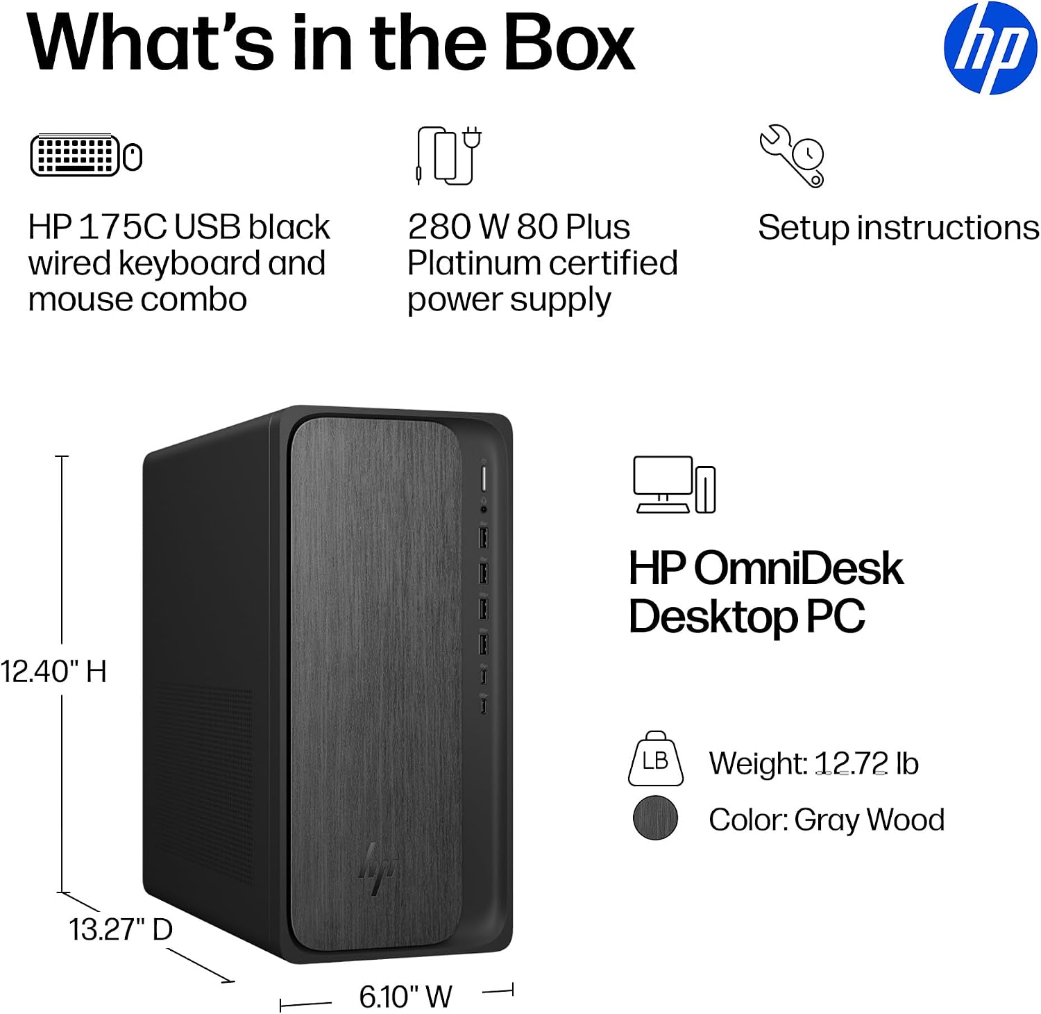 HP OmniDesk Desktop AI PC, Intel Core Ultra 7 265, 16 GB RAM, 1 TB SSD, Intel Graphics, Windows 11 Home, Microsoft Copilot, Gray Wood, M03-0102 (2026) - Image 10