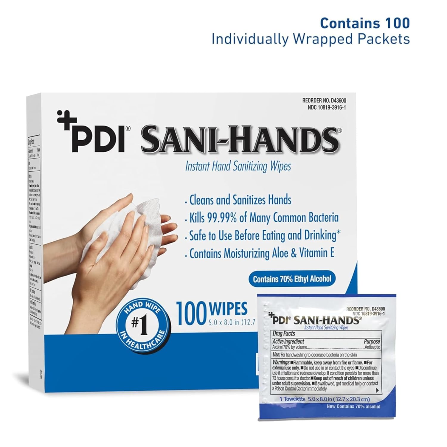 Sani-Hands Hand Sanitizer Wipes 100 Packets Per Box - Image 3
