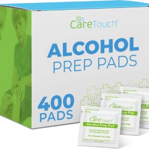 Care Touch Alcohol Wipes Individually Wrapped – Prep Pads with 70% Isopropyl Alcohol, Great for Home, Medical & First Aid Kits Sterilized, Antiseptic 2-Ply Swabs 400 Count