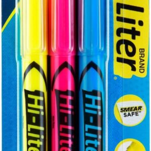 Avery Hi-Liter Pen-Style Highlighters, Smear Safe Ink, Chisel Tip, 3 Assorted Color Highlighters (25860)