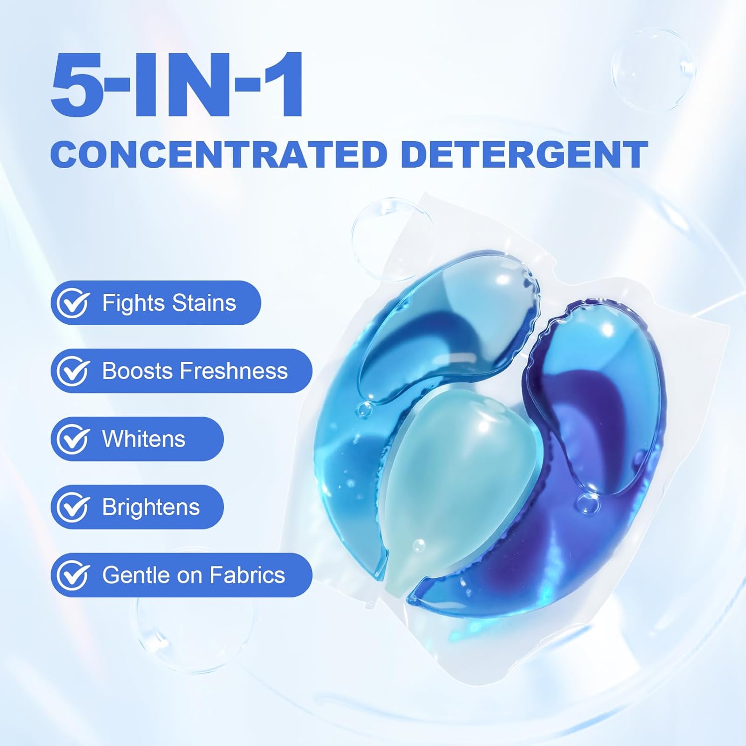 140-Count Laundry Detergent Pacs, 5-in-1 Powerful Clean, Stain Remover, Color Protector, Fabric Care, Deep Hygienic Clean, HE Compatible - Image 5