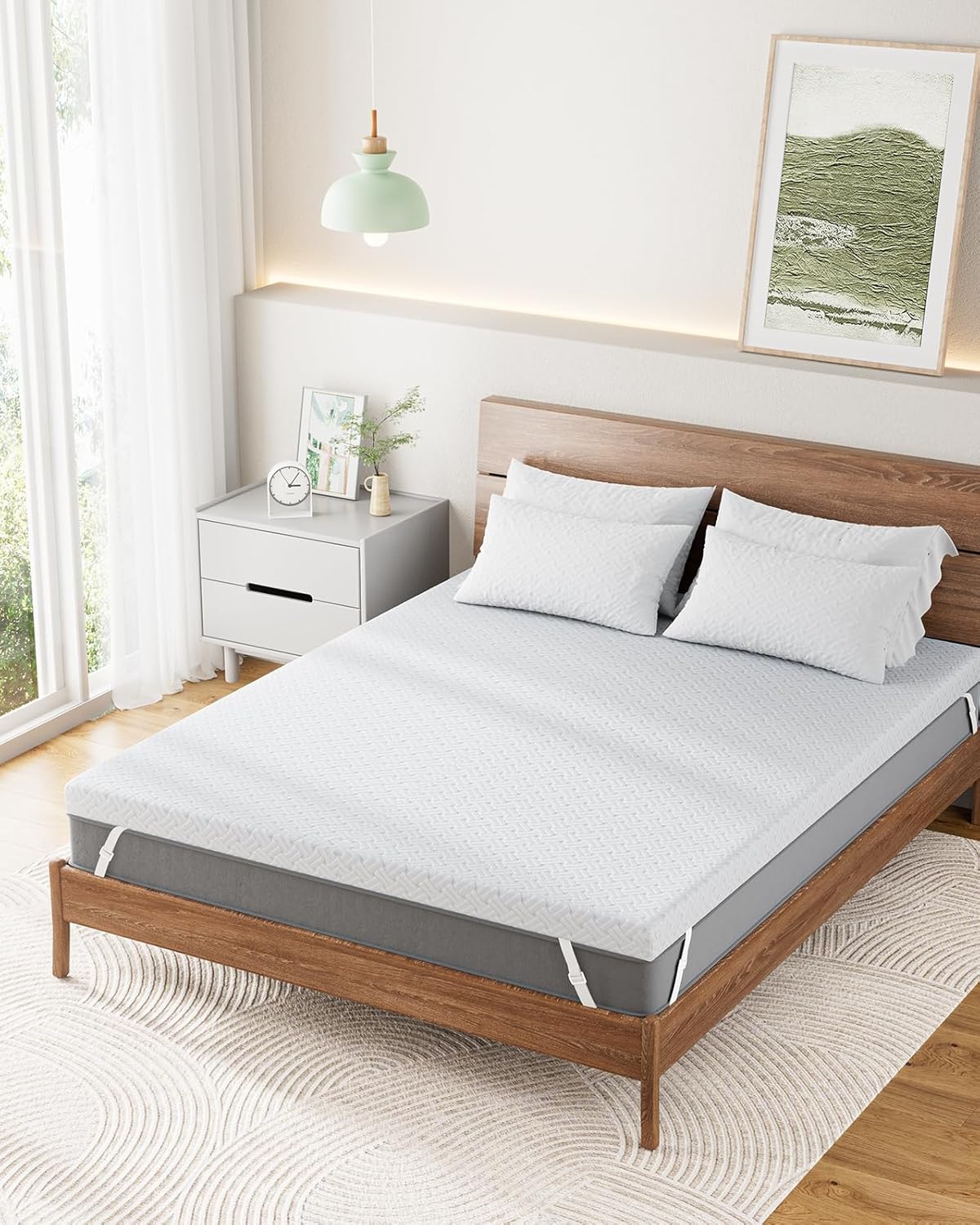PERLECARE Twin XL Mattress Topper - 3 Inch Cooling Memory Foam Mattress Pad Made with CertiPUR-US® Certified Foam, Bed Topper with Bamboo Cover,Removable & Washable & Non-Slip - Image 6