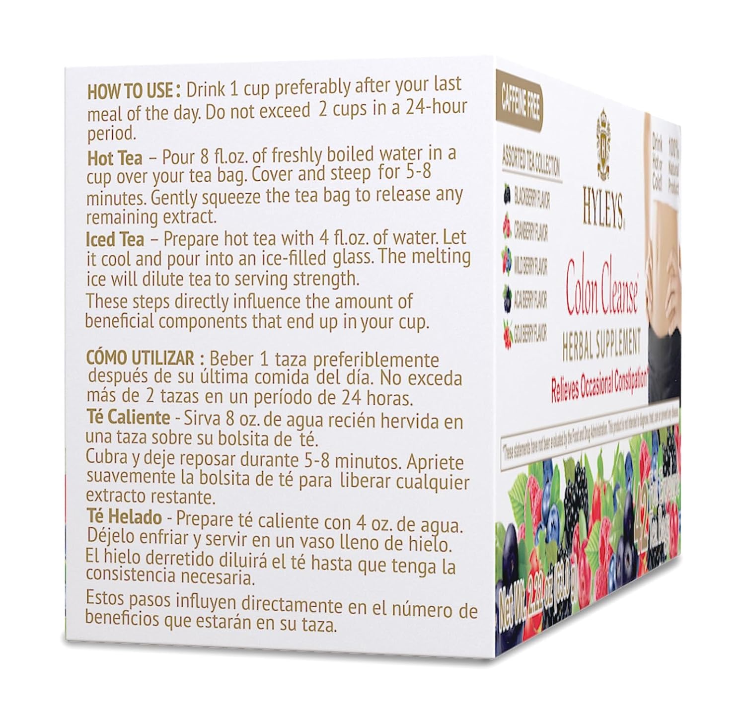 HYLEYS Colon Cleanse Tea, Assorted Flavors - 42 Individually Wrapped Herbal Tea Bags - Caffeine Free, Gluten Free - Image 12