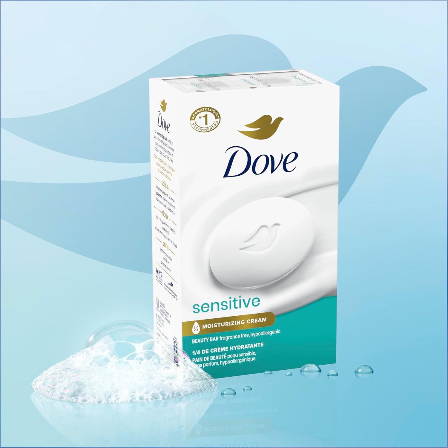 Dove Beauty Bar Soap Sensitive, 6 Bars for Sensitive Skin, Fragrance Free and Hypoallergenic 3.75 oz - Image 8