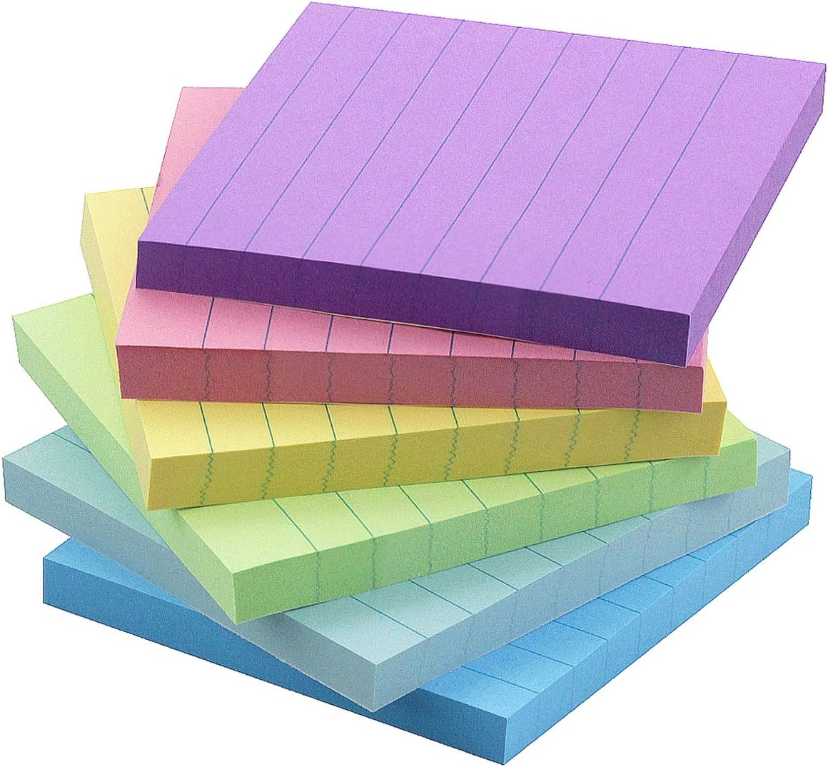 Early Buy Lined Sticky Notes with Lines 4x4 Self-Stick Notes 6 Candy Color 6 Pads, 60 Sheets/Pad - Image 2