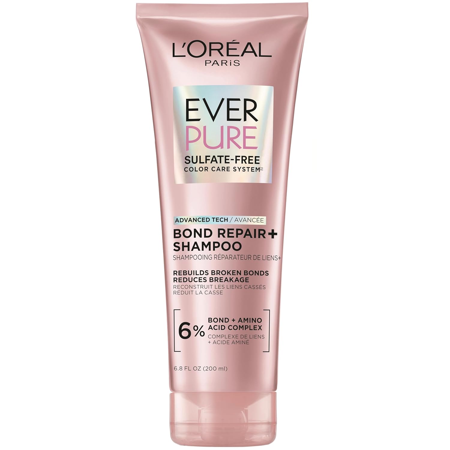 L'Oreal Paris Sulfate Free Bond Repair+ Shampoo, Hair Shampoo with Bond + Amino Acid Complex, Strengthens and Repairs Damaged or Color Treated Hair, EverPure, 6.8 Fl Oz (Packaging May Vary) - Image 2