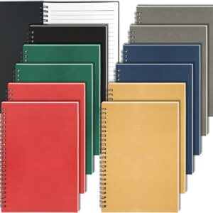 GINMLYDA Small Spiral Notebook 12Pack, 120 College Ruled Lined Pages 5.5 x 8.25 Inches Bulk Spiral Bound A5 Journal Notebooks & Writing Notepads for Work School Home Office Note Taking Journaling