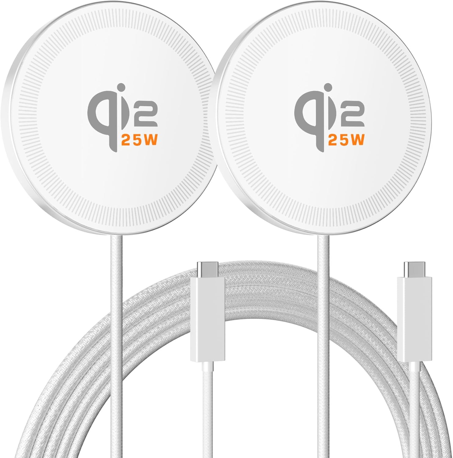 25W Magnetic Wireless Charger: Fast Charging Pad for iPhone 17 16 15 14 13 12 Pro Max, Samsung Galaxy S26 S25, Google Pixel 10, AirPods-Slim Portable for Travel Bedside Office-White 2 Pack - Image 2