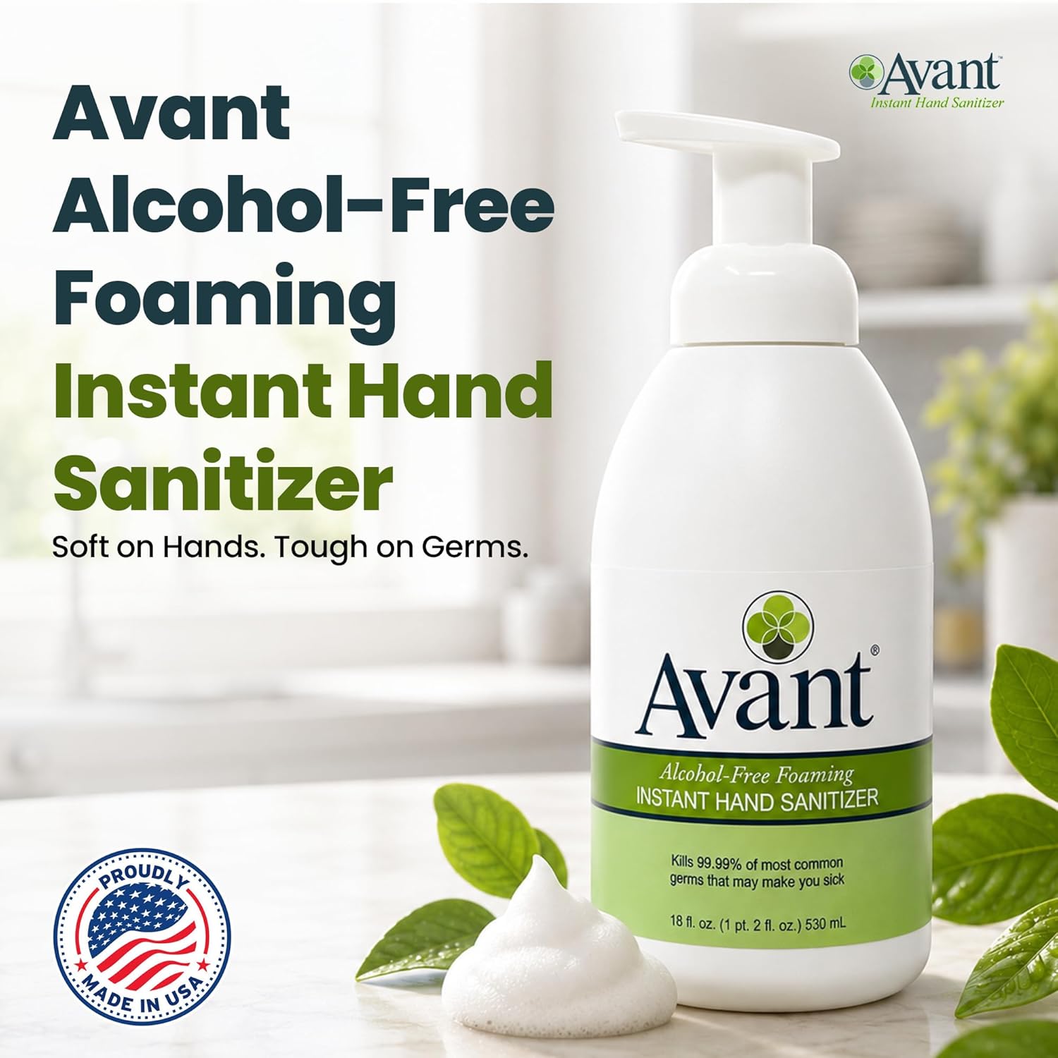 Avant® Alcohol-Free Foaming Hand Sanitizer, 18 oz Bottle 2-Pack bulk - Image 3
