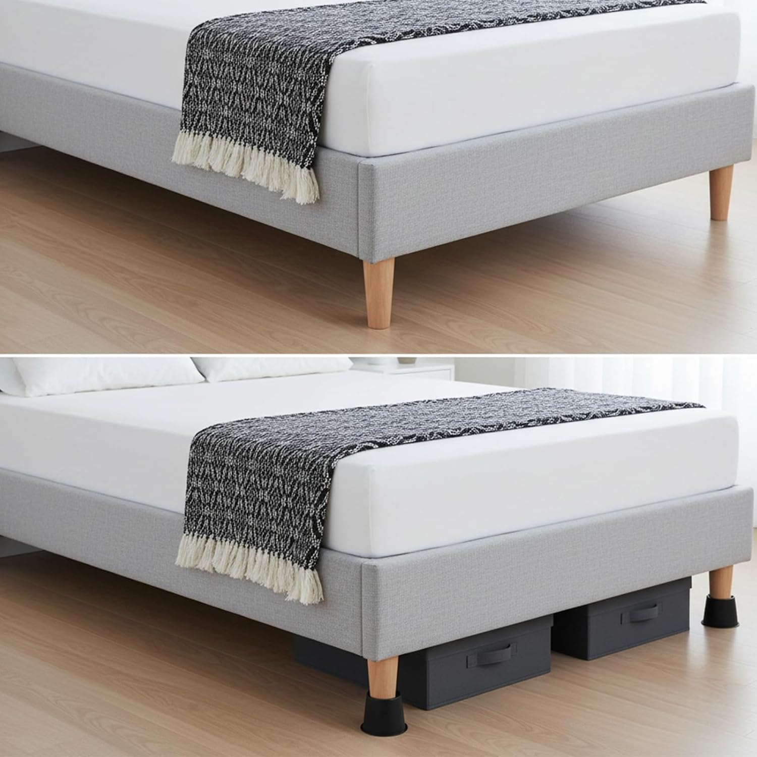 9 Pcs Bed Risers Furniture Risers, 4 Inch Non-Slip Plastic Heavy Duty Leg Extenders for Chair Bed Frame Couch Desk Under Beds Storage & Dorm Room Essential, 1500 Lbs Capacity - Image 8