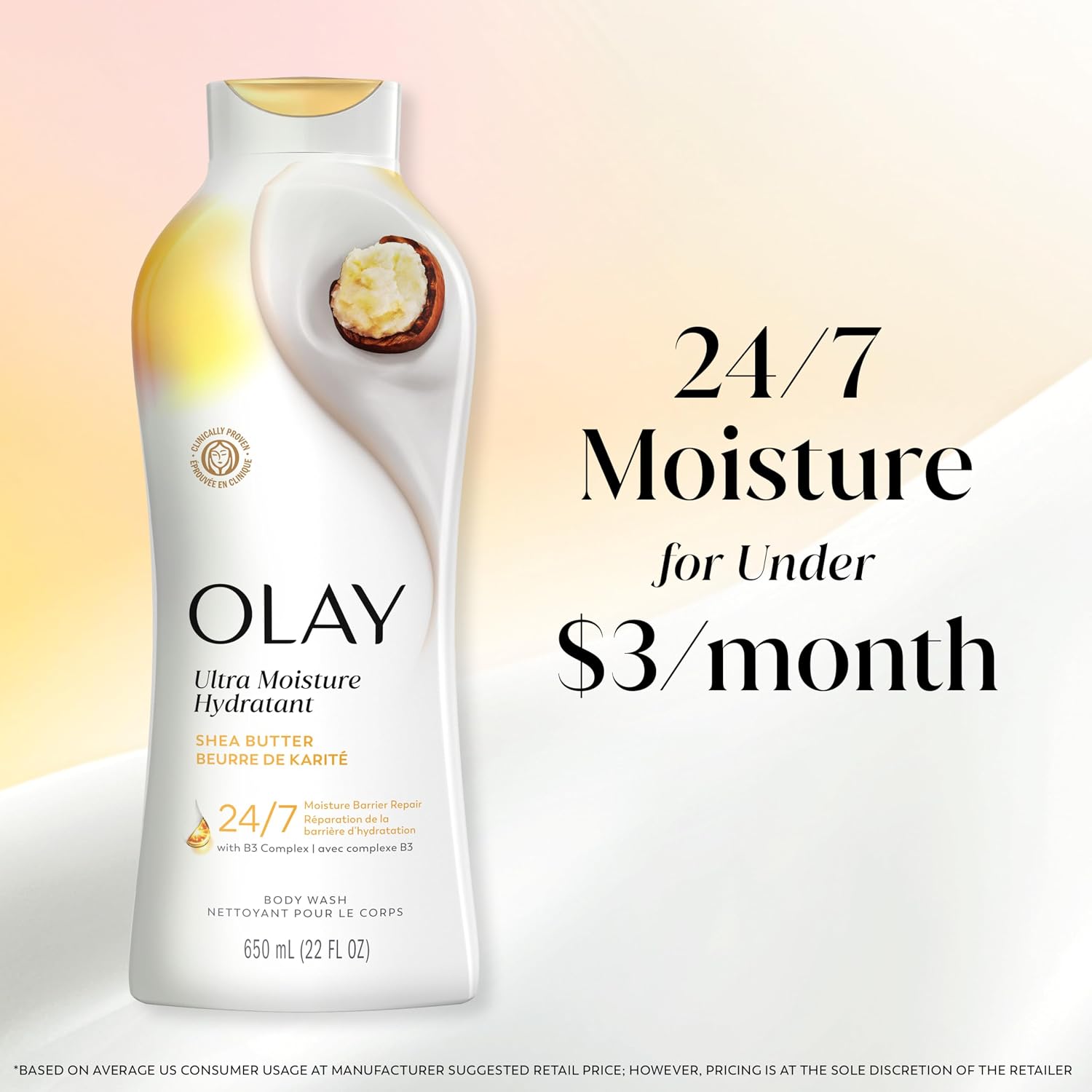 Olay Body Wash for Women, Ultra Moisture, 24hr Moisturizing, Hydrating & Refreshing, B3 Vitamin Complex, Free of Parabens & Phthalates, For All Skin Types, Shea Butter Scent, 22 fl oz - Image 10