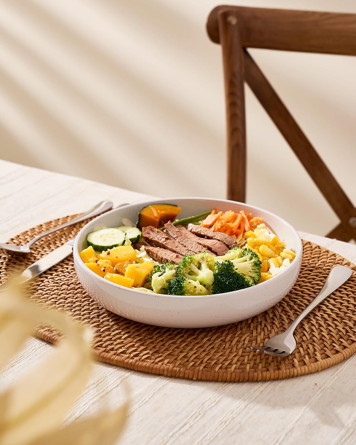 famiware Milkyway 33 oz Bowl Set, Pasta Bowls Set of 4, Salad Bowls Perfect for Your Friend for Housewarming, Thanksgiving, Christmas, White - Image 6