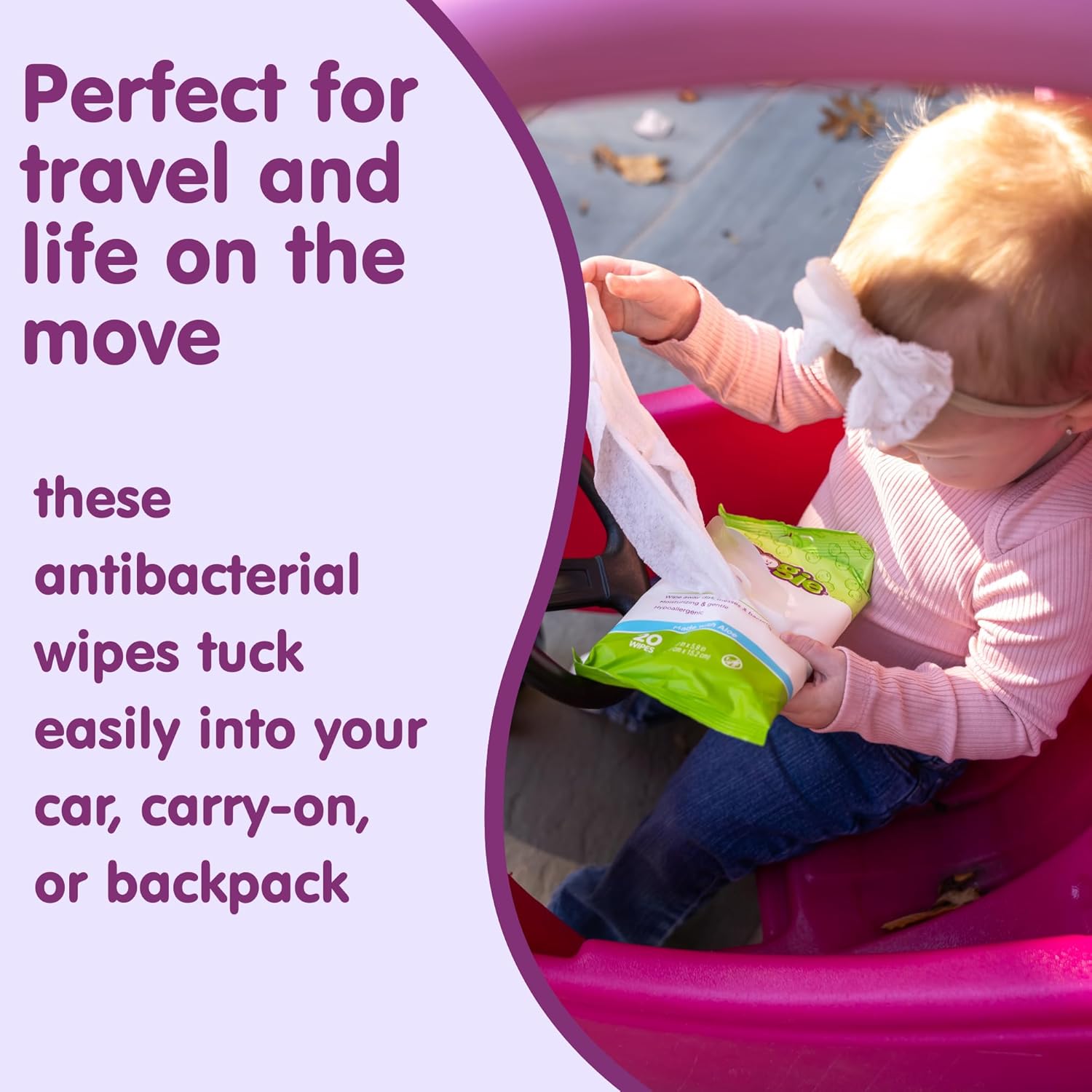 Boogie Antibacterial Hand Wipes - 100 Count - Hypoallergenic & Alcohol-Free - Travel and Diaper Bag Essential - Image 5