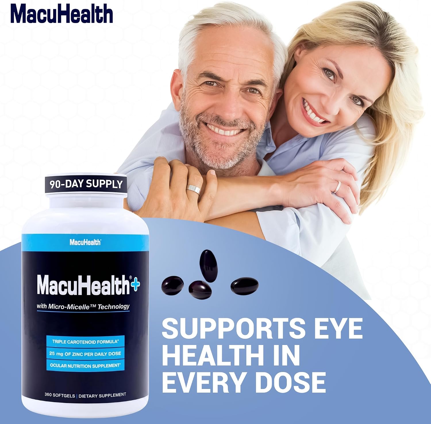 MacuHealth Plus+ Eye Vitamins Supplement for Adults - 90 Day Supply with Lutein, Zeaxanthin, and Meso-Zeaxanthin - Unflavored, Vitamin for Eyes - Image 4