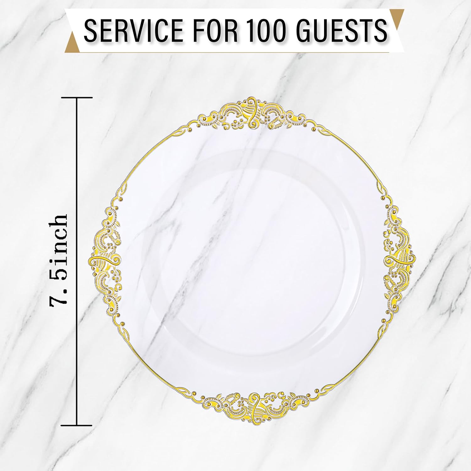 Nervure 100PCS Clear and Gold Plastic Plates - 10.25Inch Gold Disposable Plates - Heavyweight Dinner Plate for Wedding & Party - Image 10