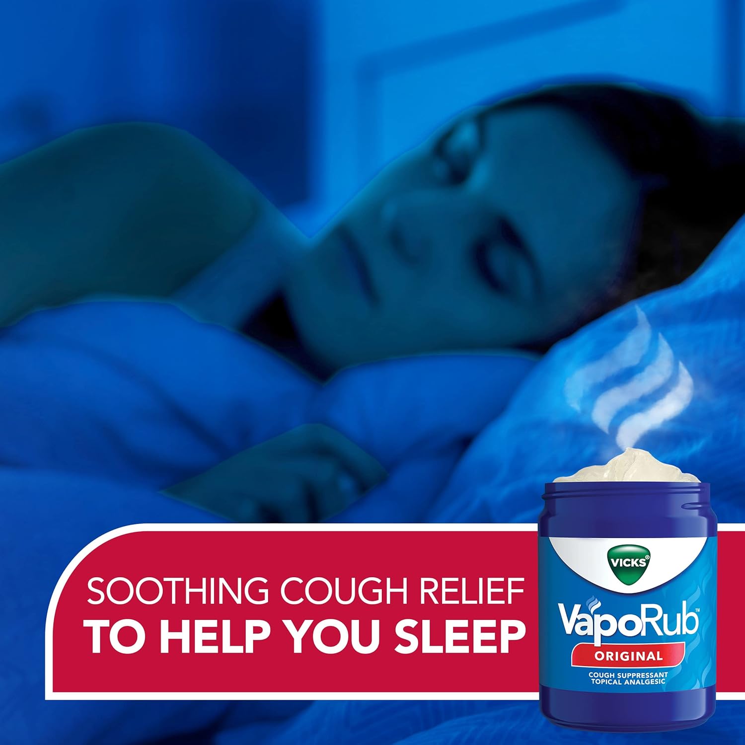 Vicks VapoRub, Original, Cough Suppressant, Topical Chest Rub & Analgesic Ointment, Medicated Vicks Vapors, Relief from Cough Due to Cold, Aches & Pains, 1.76oz - Image 5