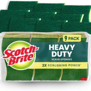 Scotch-Brite Heavy Duty Scrub Sponges, For Washing Dishes and Cleaning Kitchen, 9 Scrub Sponges