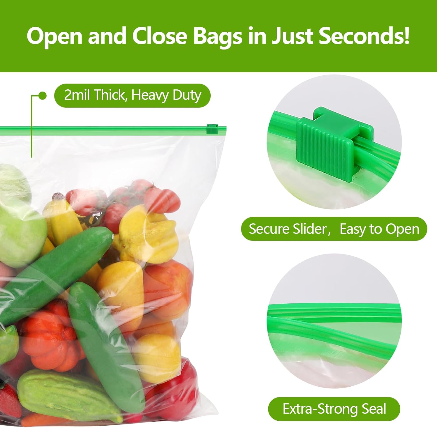Slider Storage Bags, Pack of 12, 3.5 Gallon Food Storage Bag, 2 Mil 16" x 18" Reclosable Zip Plastic Bags for Food Storage, Organization of Clothes, Shoes, Office Supplies & Travel Essentials - Image 4