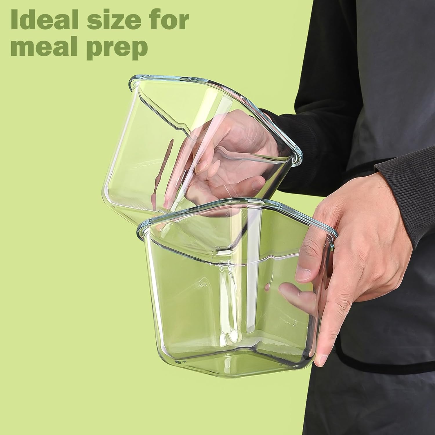 Glass Soup Containers with Lids - 4 Cup Borosilicate Glass Storage Containers, Freezer to Microwave Safe, Airtight Leak Proof, 32oz Square Soup Meal Prep Containers for Lunch Travel- 4 Pack - Image 4