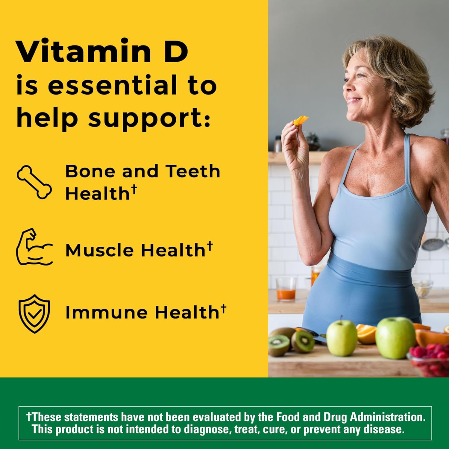 Nature Made Vitamin D3 2000 IU (50 mcg), Vitamin D Supplement for Bone, Teeth, Muscle and Immune Health Support, 220 Tablets, 220 Day Supply - Image 3