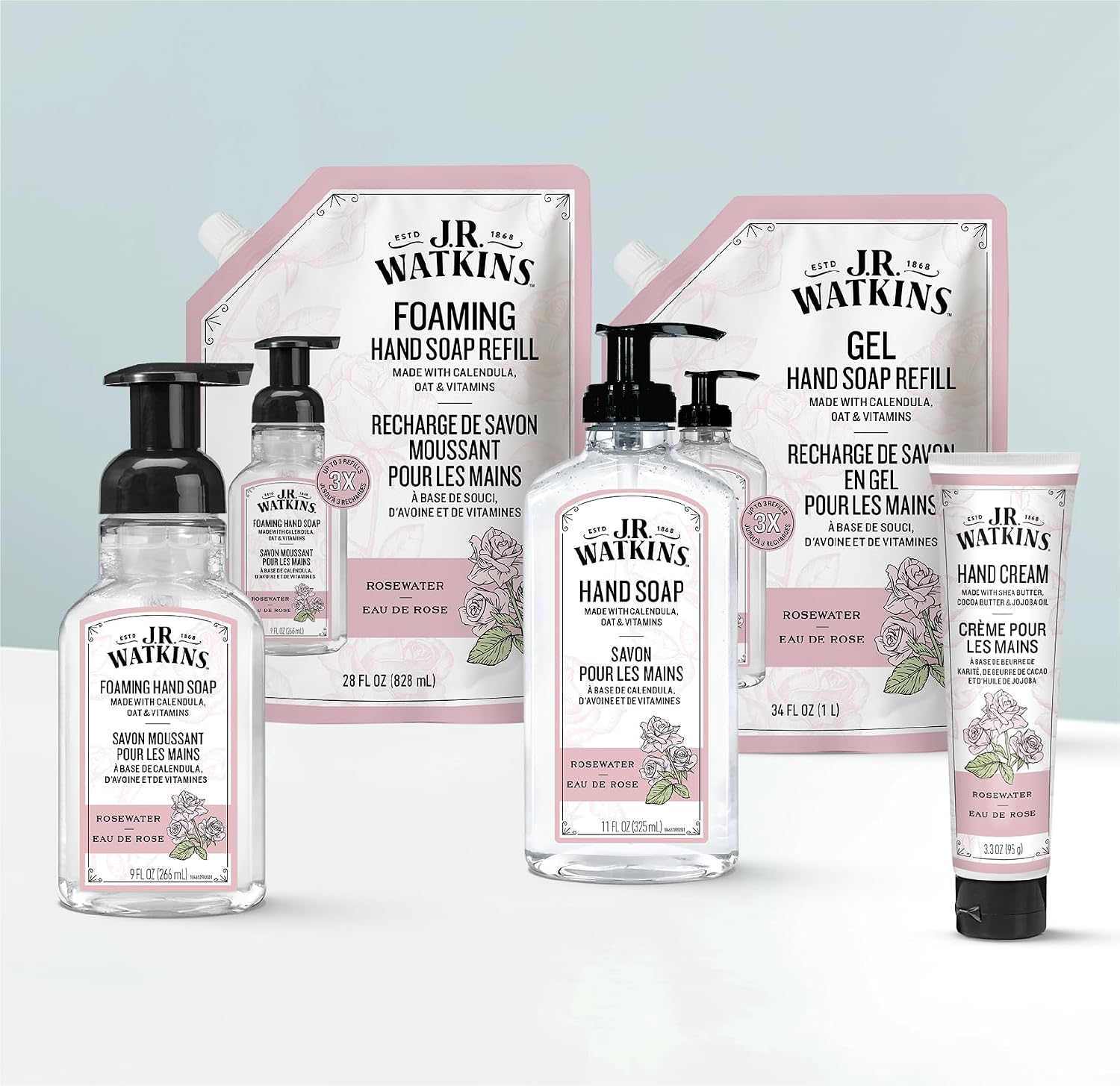 J.R. Watkins Gel Hand Soap Refill, Moisturizing Hand Wash, Formulated with Plant-Based Cleansers, Alcohol-Free, Cruelty-Free, Rosewater, 34 Fl Oz, 2 Pack - Image 6