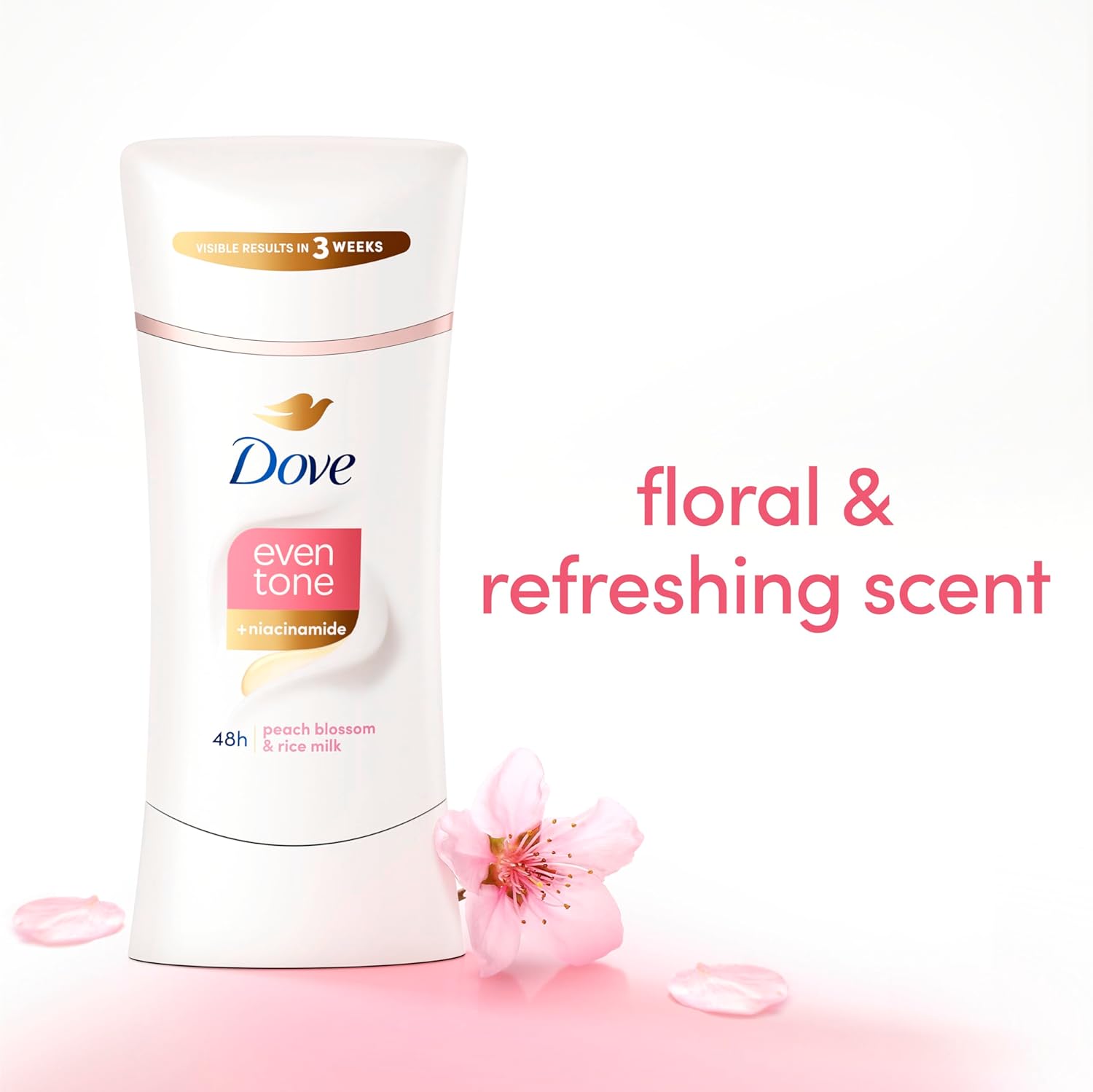 Dove Even Tone Antiperspirant Deodorant Stick Peach Blossom & Rice Milk 3 Count 2.6 oz - Image 5