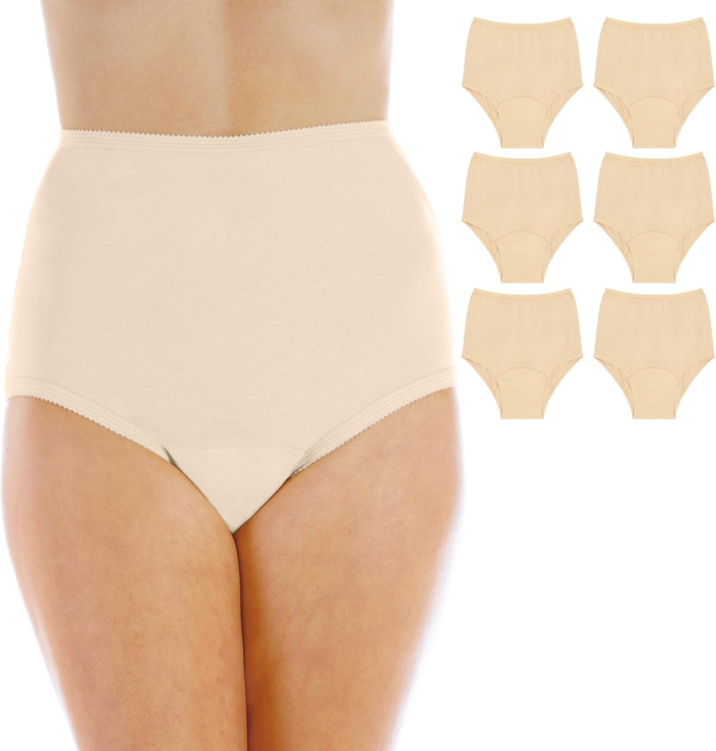 Wearever Women's Cotton Comfort Incontinence Panties for Bladder Control with Regular Absorbency - Reusable & Washable Leak Proof Underwear 150 ml (Pack of 6) (Beige) (L) (Fits Hip Sizes: 41-42") - Image 2