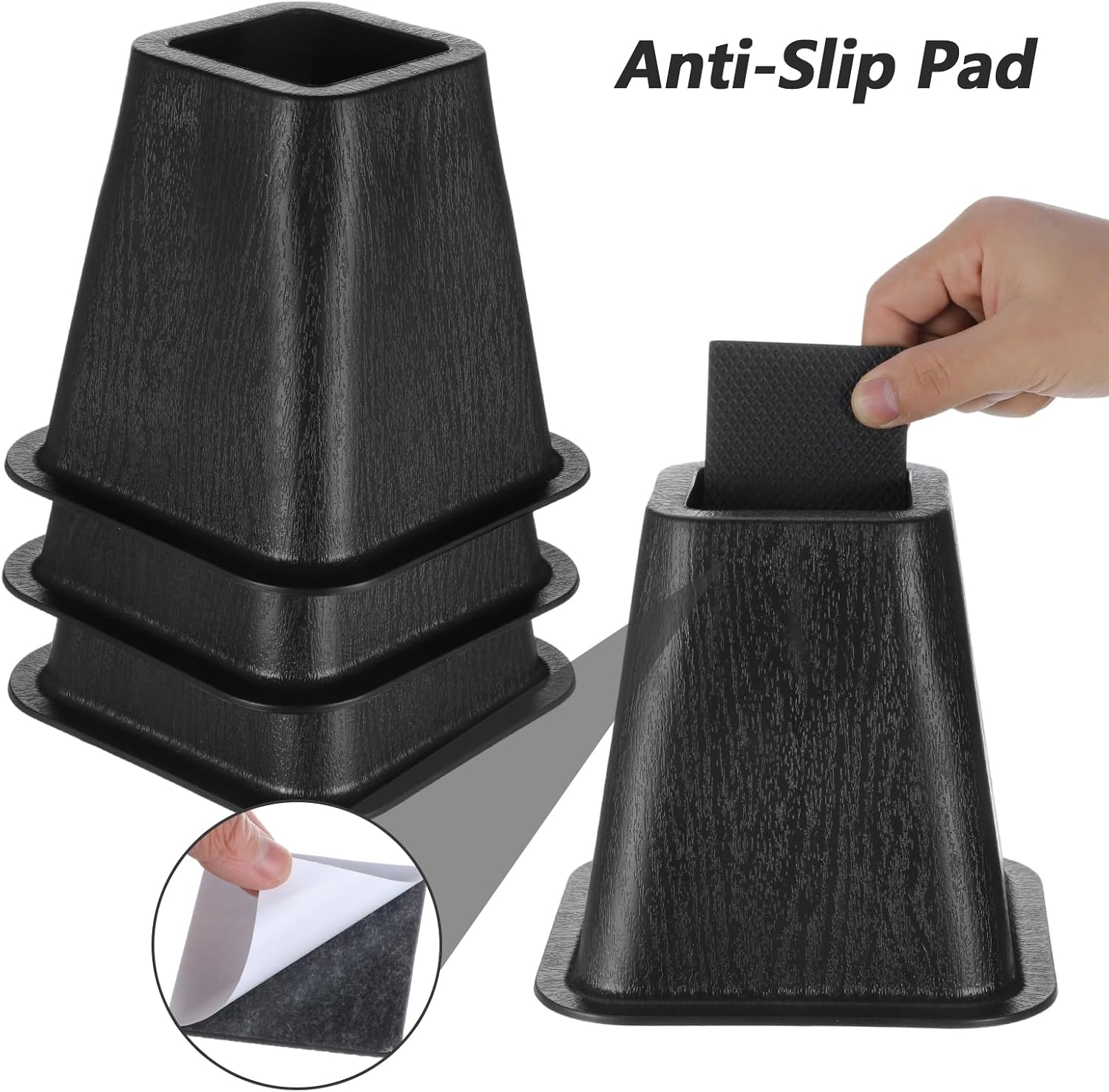 8 Pack 6 Inch Heavy Duty Bed Risers,Furniture Risers Stackable Black Couch Riser for Sofa, Chair, Cabinet, Desk, Supports up to 2200 Lbs per Leg - Image 4