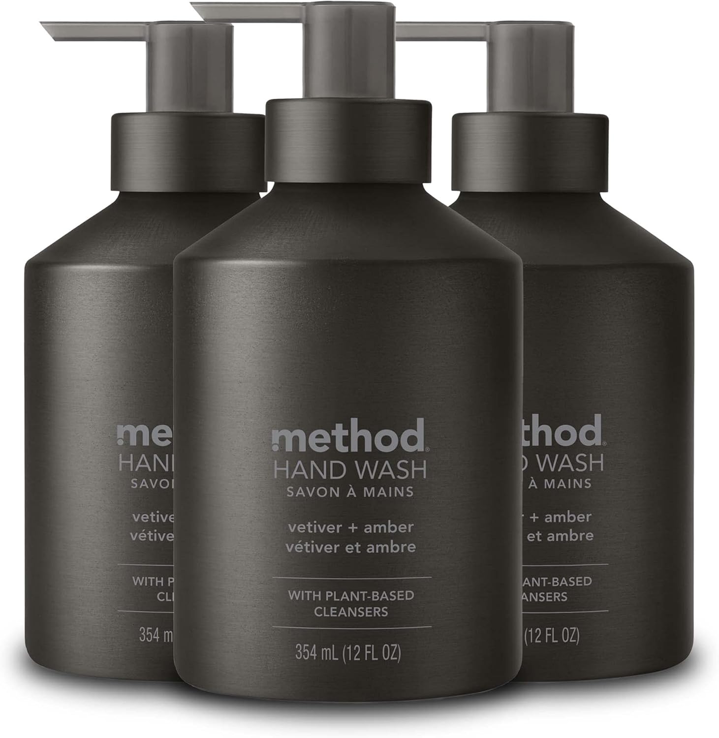 Method Gel Hand Soap, Vetiver + Amber, Reusable Black Aluminum Bottle, 12 oz (Pack of 3) - Image 2