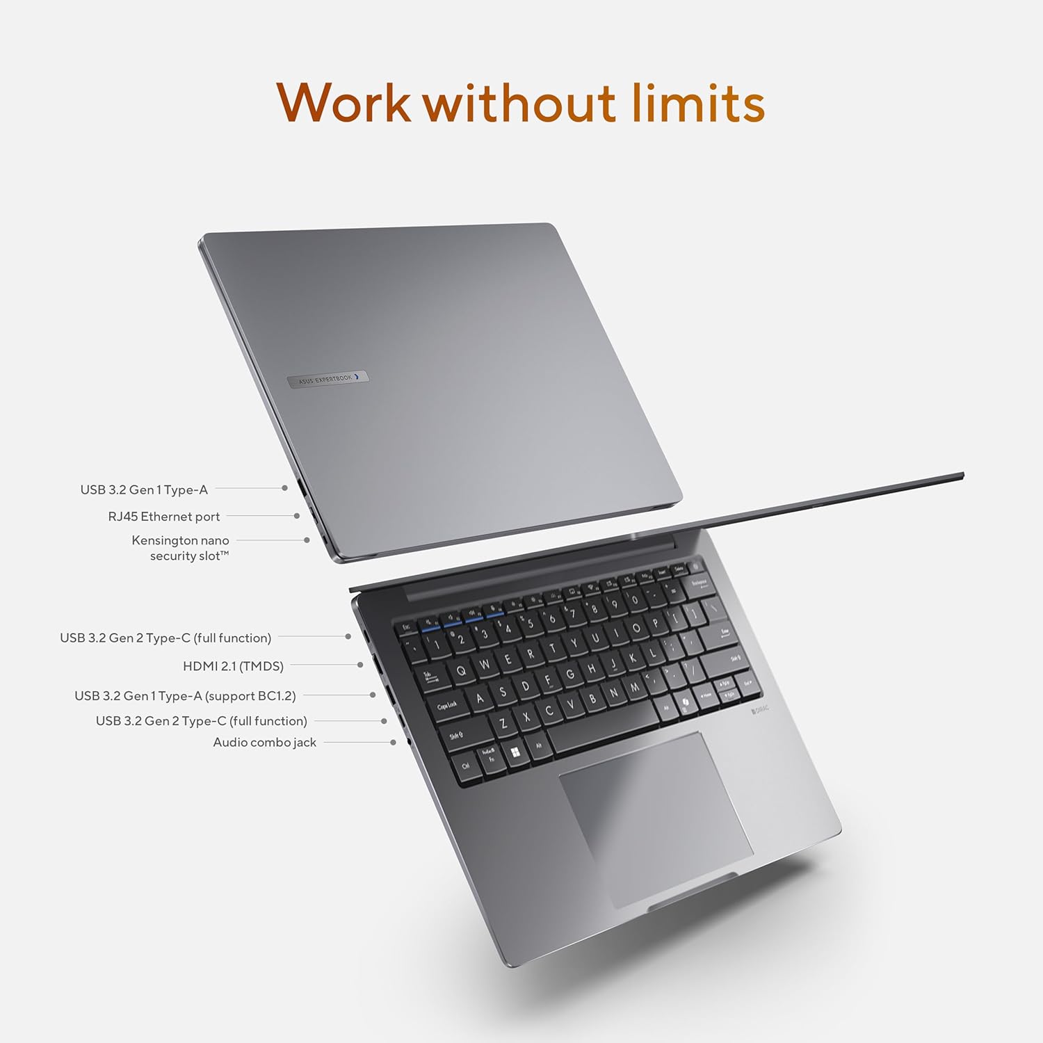 ASUS ExpertBook PM3 14” Business Laptop, AMD Ryzen AI7 350 Processor, 32GB RAM, 1TB SSD, WiFi 7, Windows 11 Pro, Misty Grey, PM3406CKA-XS76 - Image 8