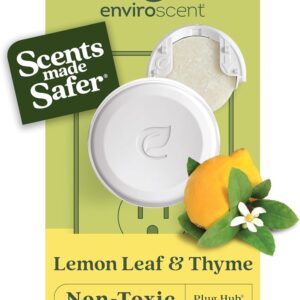 Enviroscent Non Toxic Air Freshener (Lemon Leaf & Thyme) Plug-in Home Fragrance Last 45+ Days | Kit includes 1 Refillable Plug In Warmer & 1 Scent Refill