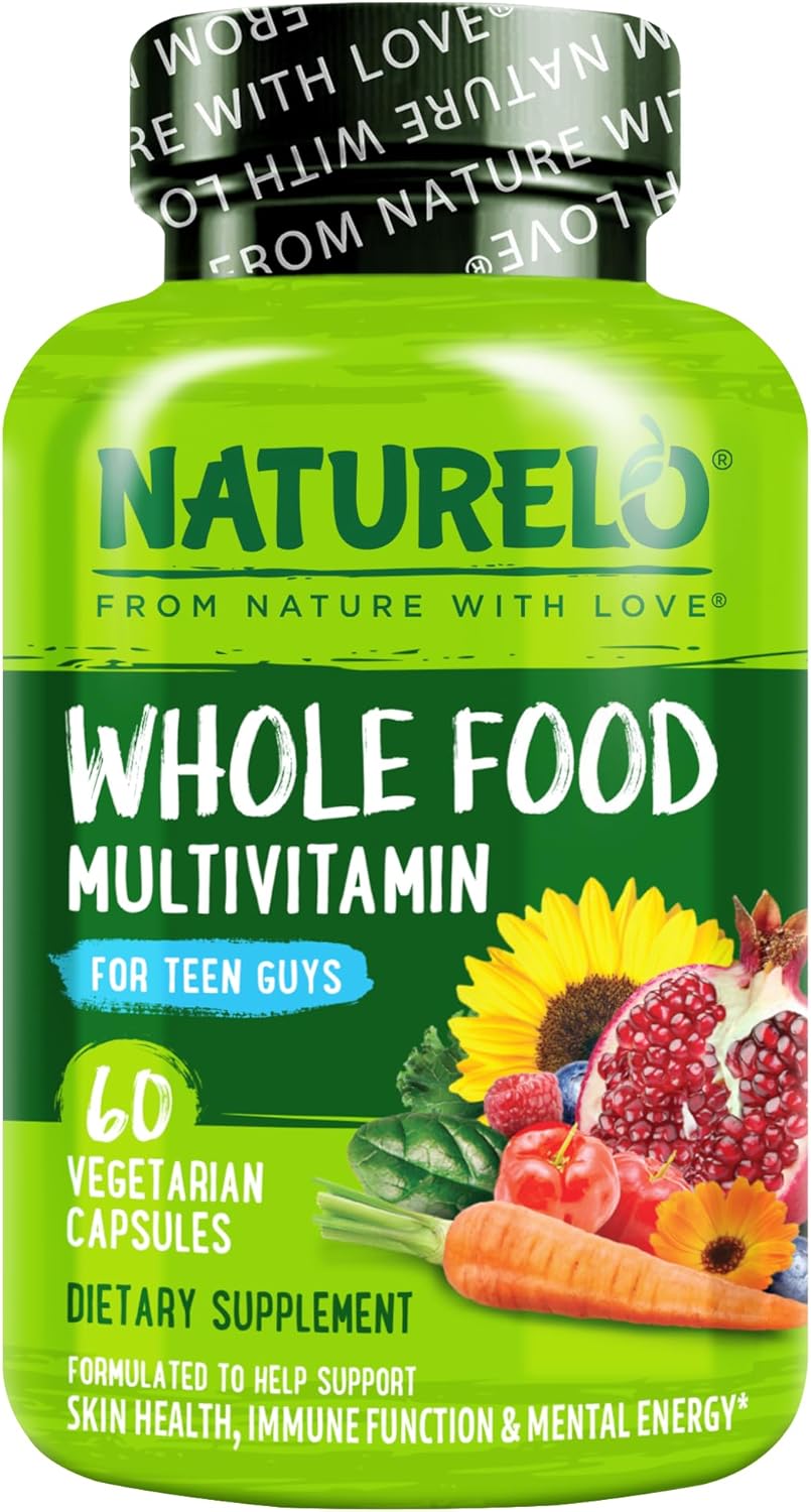 NATURELO Teen Multivitamin - Whole Food Multivitamin for Teenage Boys - Minerals Supplement for Active Kids - with Plant Extracts - Non-GMO - Vegan & Vegetarian - 60 Capsules - Image 2