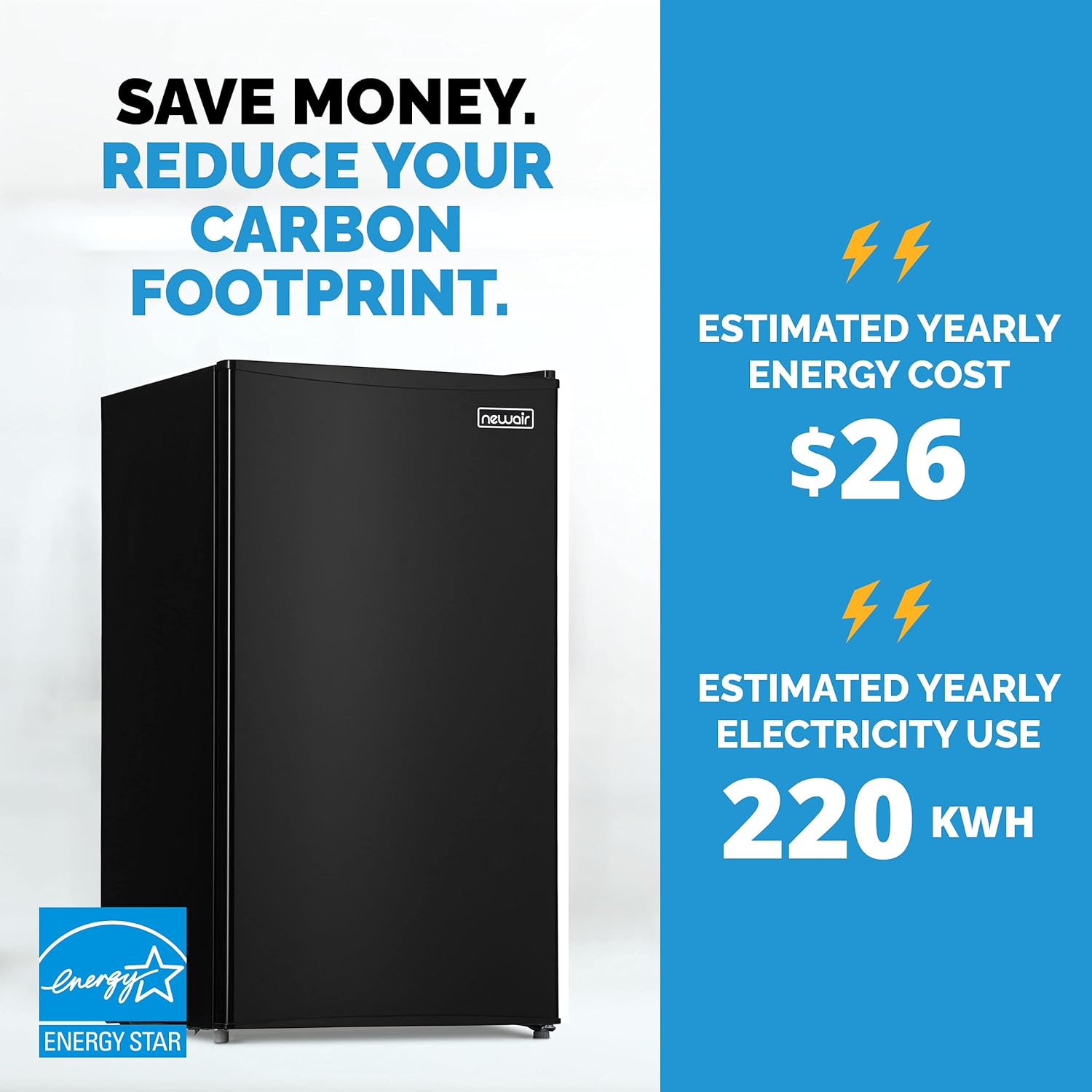 NewAir 3.3 Cu. Ft. Compact Mini Fridge with Chiller Compartment, Energy Star Certified, Single Door Refrigerator, Can Dispenser, Perfect for Dorm Rooms, Bedrooms, Home Offices, and RV Vans - Image 4