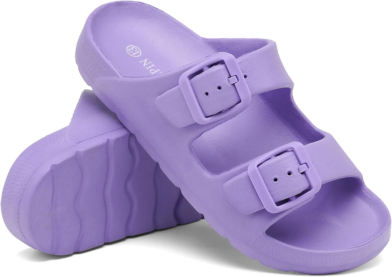 INMINPIN Boys Girls Double Buckle Slide Sandals Comfort Beach Pool Shower Slippers Adjustable Indoor Outdoor Little Kid/Big Kid - Image 5