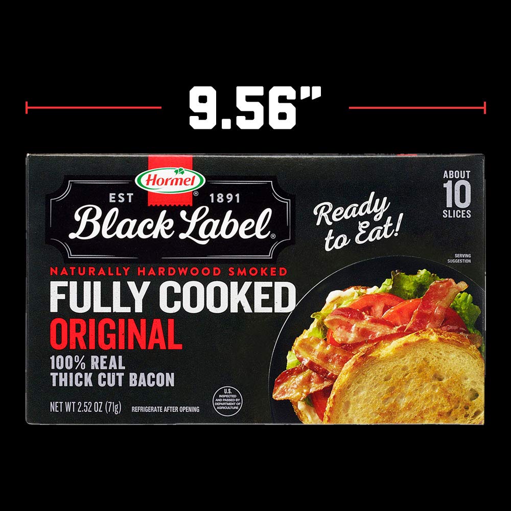 HORMEL BLACK LABEL Thick Cut, Fully Cooked Bacon for Ready to Eat Meals, No Refrigeration Needed, Gluten-Free, 2.52 oz Cooked - Image 10