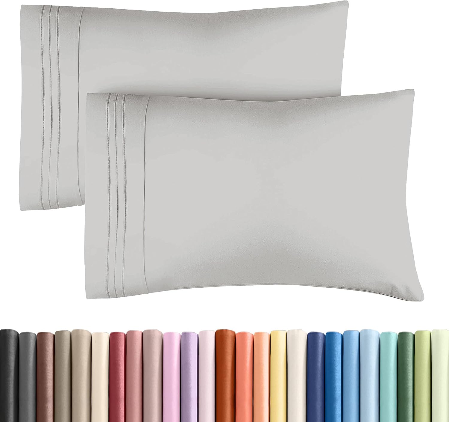 Queen Pillow Cases Set of 2 - Ultra Soft Hotel Quality Pillowcase Covers - Comfy, Cozy & Wrinkle Free - Shrinkage and Fade Resistant - Machine Washable Pillow Protectors - 2 Piece Set - French Grey - Image 2