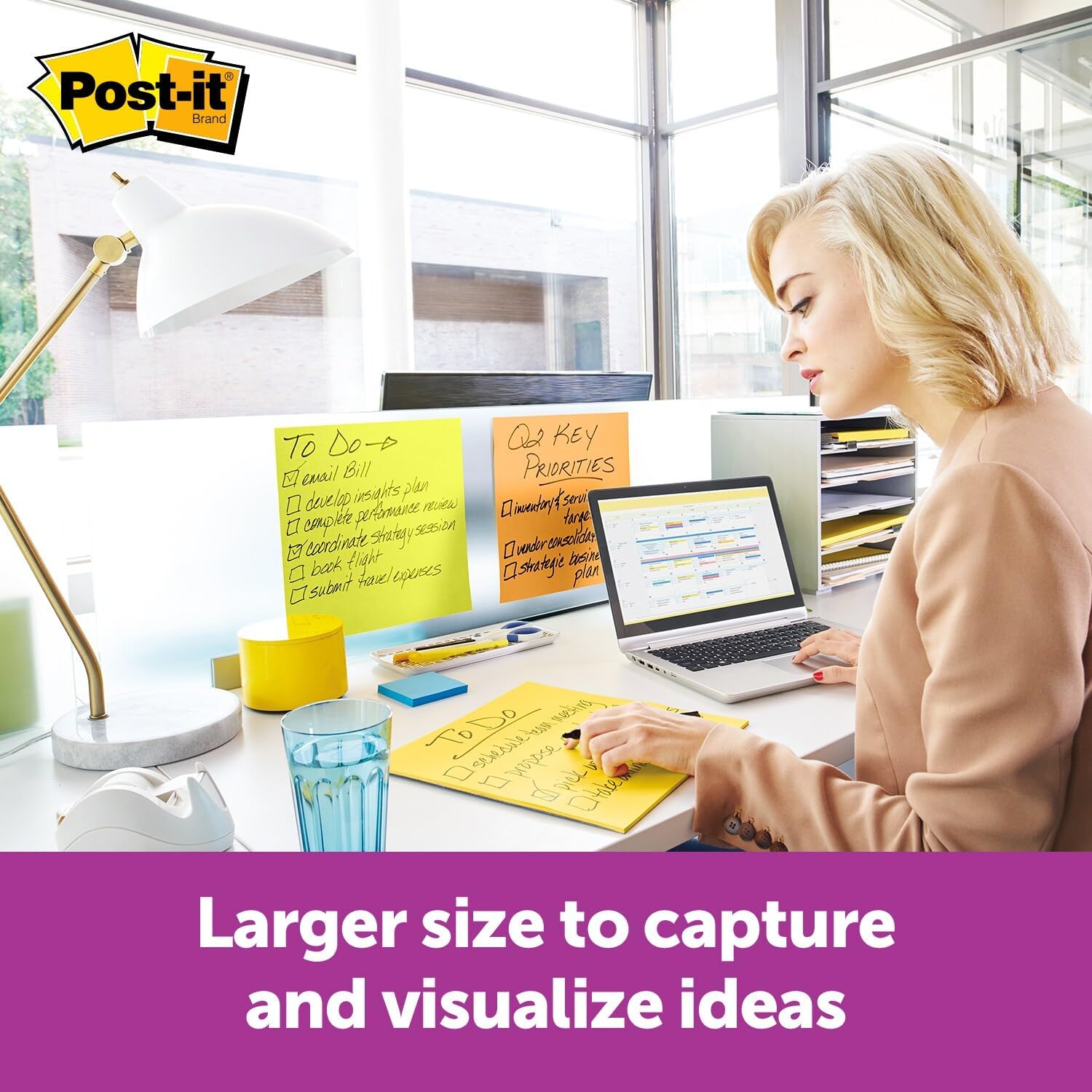 Post-it Super Sticky Big Notes, 11 in. x 11 in., Extra Large Sticky Notes Yellow, 1 Pad, 30 Sheets, Great for Vision Boards, Creative Projects, Study Spaces, Group Brainstorming, and More - Image 3