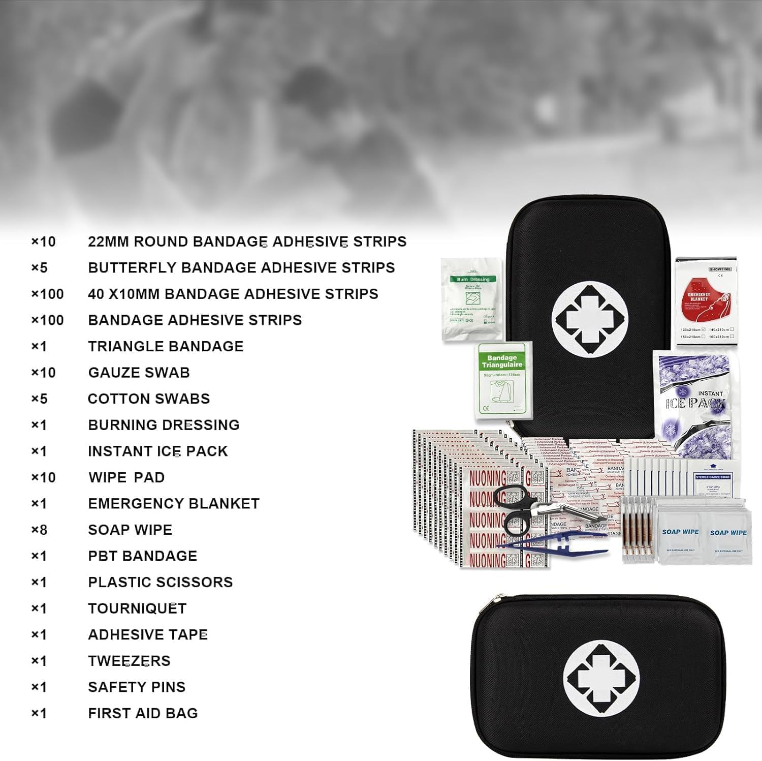 279PCS Small Travel First Aid Kit Supplies for Business, First Aid Emergency Set Backpacking Essentials Items Trauma Survival Kits for Outdoor Adventure, Black AMORNING - Image 3