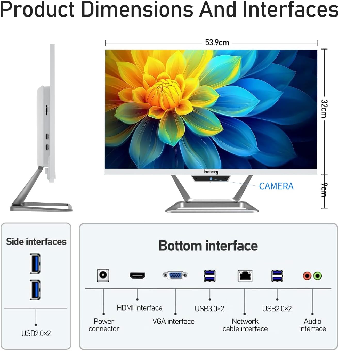 suevery AIO Desktop Computer, 24 Inches, AMD Ryzen7 5700G, 16G-512G | DDR4 RAM, NVMe SSD, 1080P FHD Display, Gaming PC, Home Office - Image 9