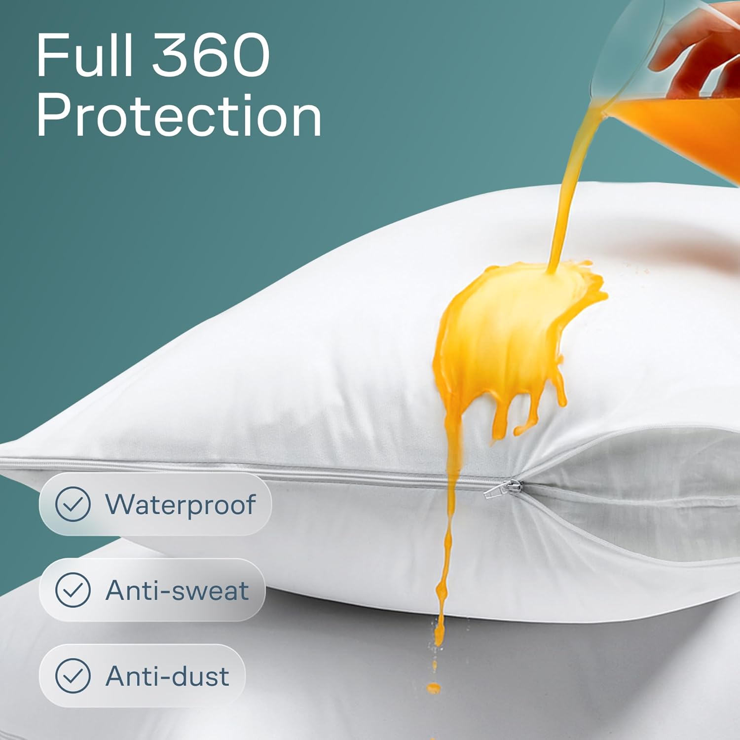 Niagara 4 Pack Waterproof Pillow Protectors Queen 20x30 Inches Smooth Zipper Premium Encasement Covers Quiet Cases Set White - Image 3