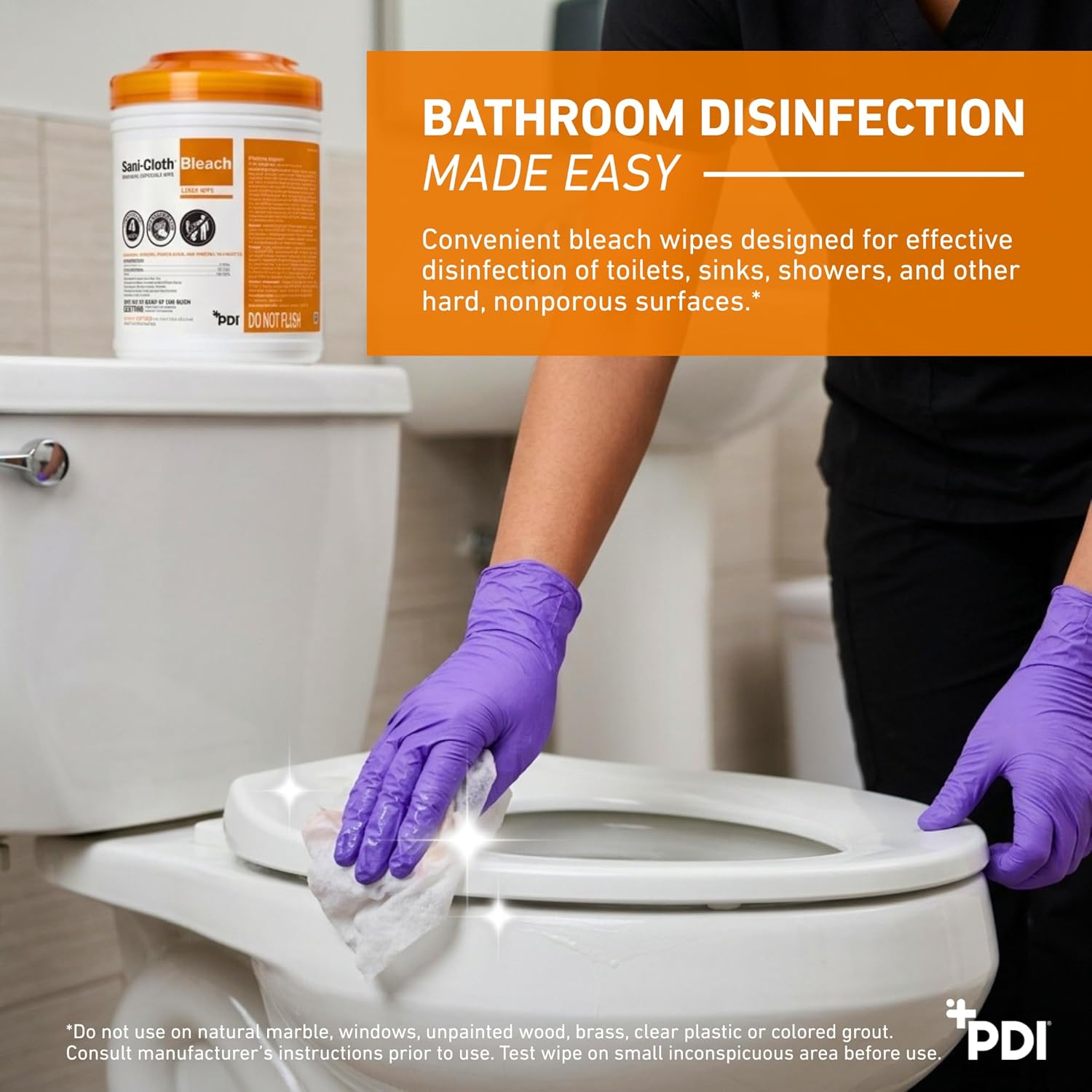 PDI Sani-Cloth Bleach Disinfecting and Cleaning, 160 Count Canister, Medium 6" x 5" Wipes, Hospital-Grade Bleach for Healthcare, Vet, and C. Diff Households - Image 4