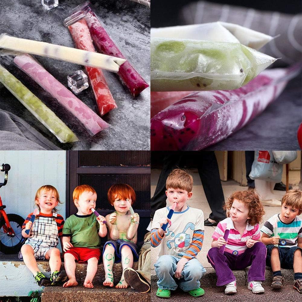 160 Disposable Ice Popsicle Mold Bags| BPA Free Freezer Tubes With Zip Seals | For Healthy Snacks, Yogurt Sticks, Juice & Fruit Smoothies, Ice Candy Pops| Comes With A Funnel (11"x2") - Image 5