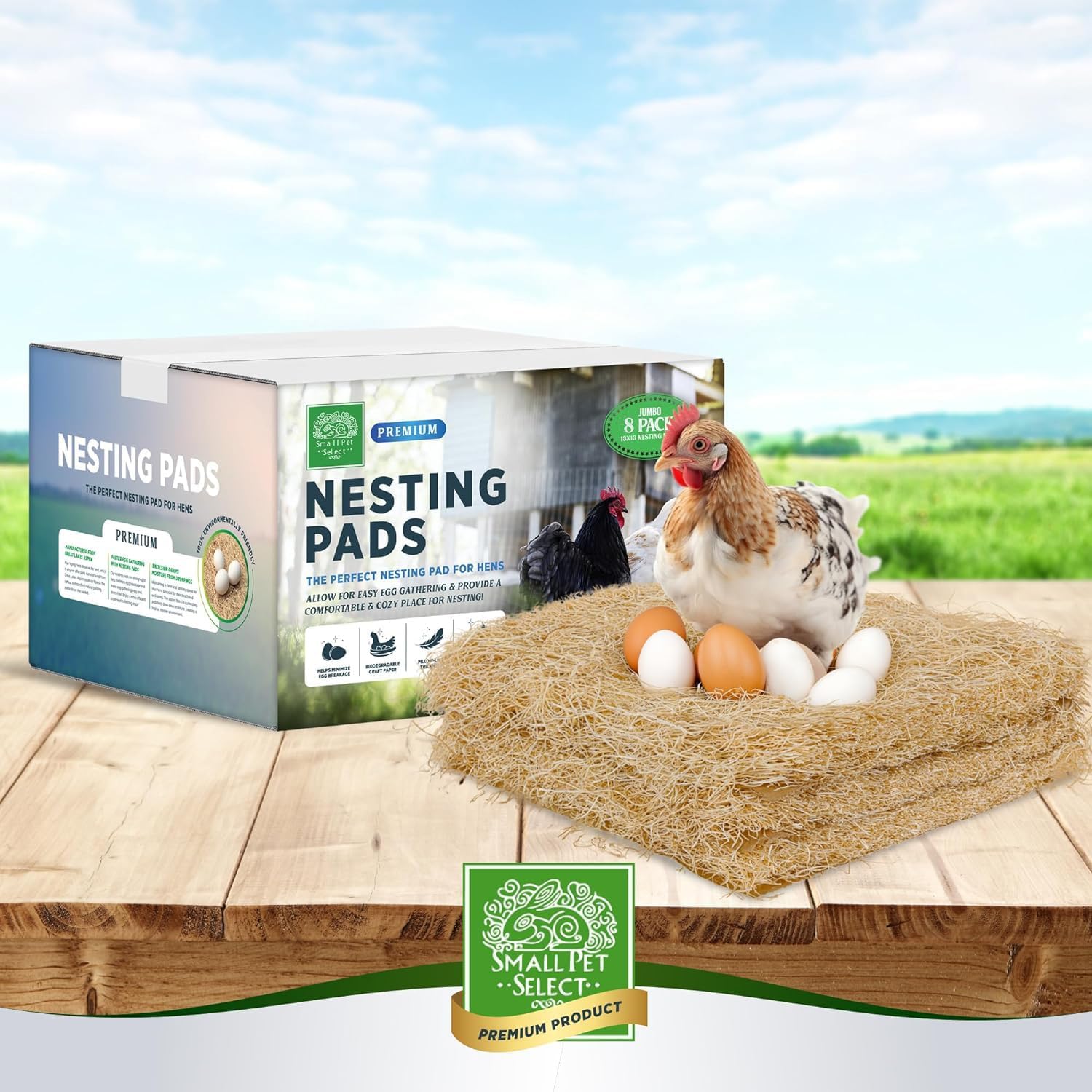Small Pet Select - Chicken Nesting Pads (8-Pack), 13x13, for Hens, Fits Most Nesting Boxes, Chicken Coop Nest Liners - Image 6
