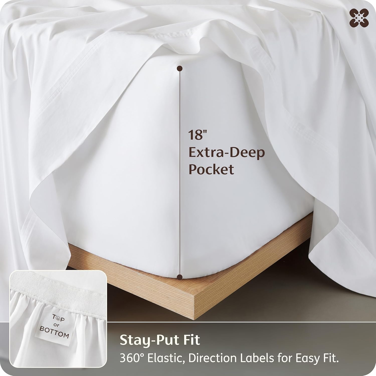 Bedsure Bamboo Viscose Cooling Sheets, Rayon Cotton Serene Blend, PureWoven, Breathable & Buttery Soft Queen Size Bed Set, Deep Pocket Up to 18", Hotel Luxury Bedding for Hot Sleepers, White - Image 8