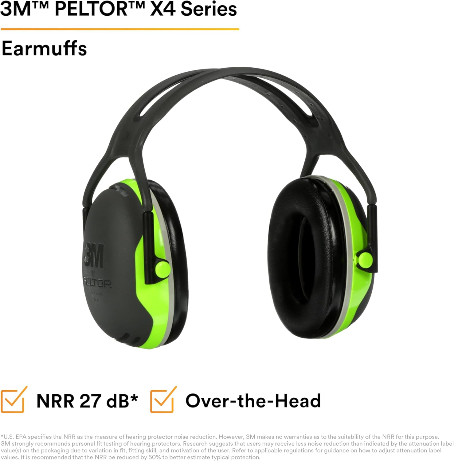 3M PELTOR Hearing Protection Earmuffs, X4 Series Noise Protection, Construction, Manufacturing, Assembly, Sanding - Image 3