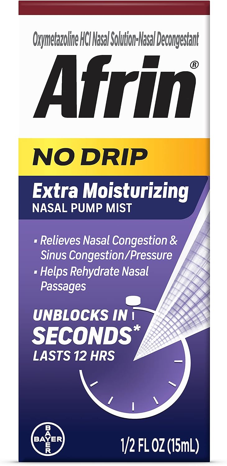 Afrin No Drip Extra Moisturizing 12 Hour Nasal Congestion Relief Pump Mist, Sinus Spray Decongestant - 15 mL - Image 2