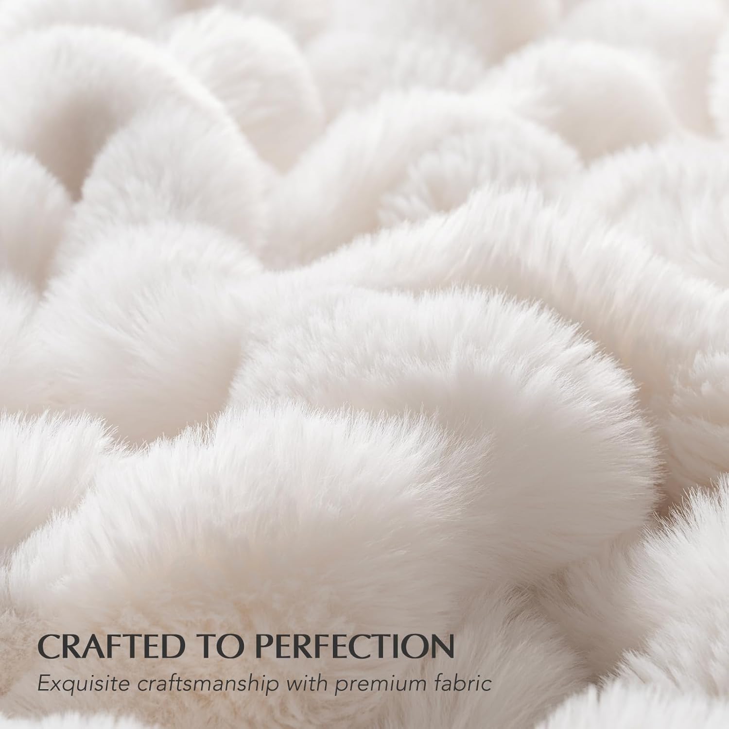 EverGrace Ultra Soft Luxury Fluffy Faux Rabbit Fur Throw Blanket, Thick Warm Bubble Throw for Bed, Cozy Plush Reversible Blankets for Couch, Chair, Sofa, Ivory White, 60x80 Inches - Image 5