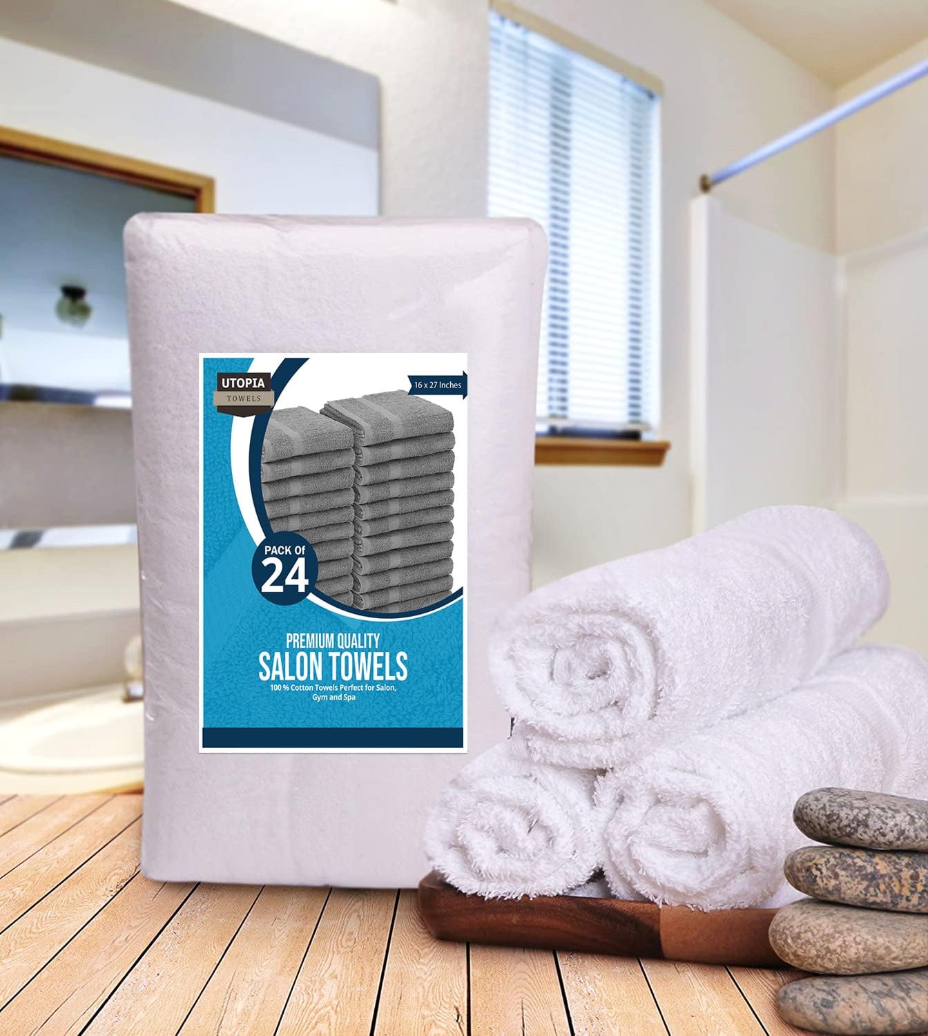 Utopia Towels, Salon Towel, Pack of 24, 16 by 27 Inches, Highly Absorbent Cotton Towels for Hand, Gym, Beauty, Spa, and Home Hair Care, White - Image 5