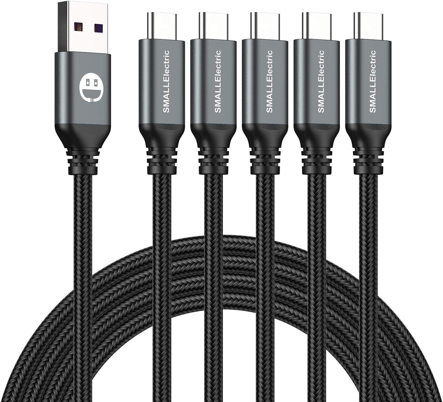 USB Type-C to A Cable 5pack 6ft Braided Fast Charging 3A Quick Charger Cord, 6 Foot Compatible iPhone 17/17 Pro/16e/16/15 Pro Max,Samsung Galaxy S10 S9 S8 Plus, Note 10 9 8, LG V50 V40 G8 G7(Grey) - Image 2