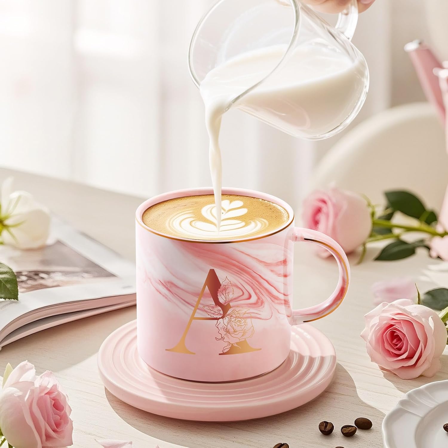 Uwingess Birthday Gifts for Women, Initial Mug with Gift Box, Personalized Monogram Letter Coffee Mug for Mom Friend Sister Teacher Coworker - Image 7